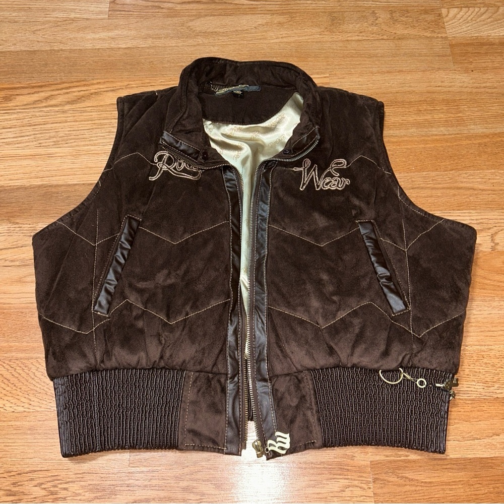 ROCAWEAR Sz XXL VEST BROWN & LOGO EMBROIDERED